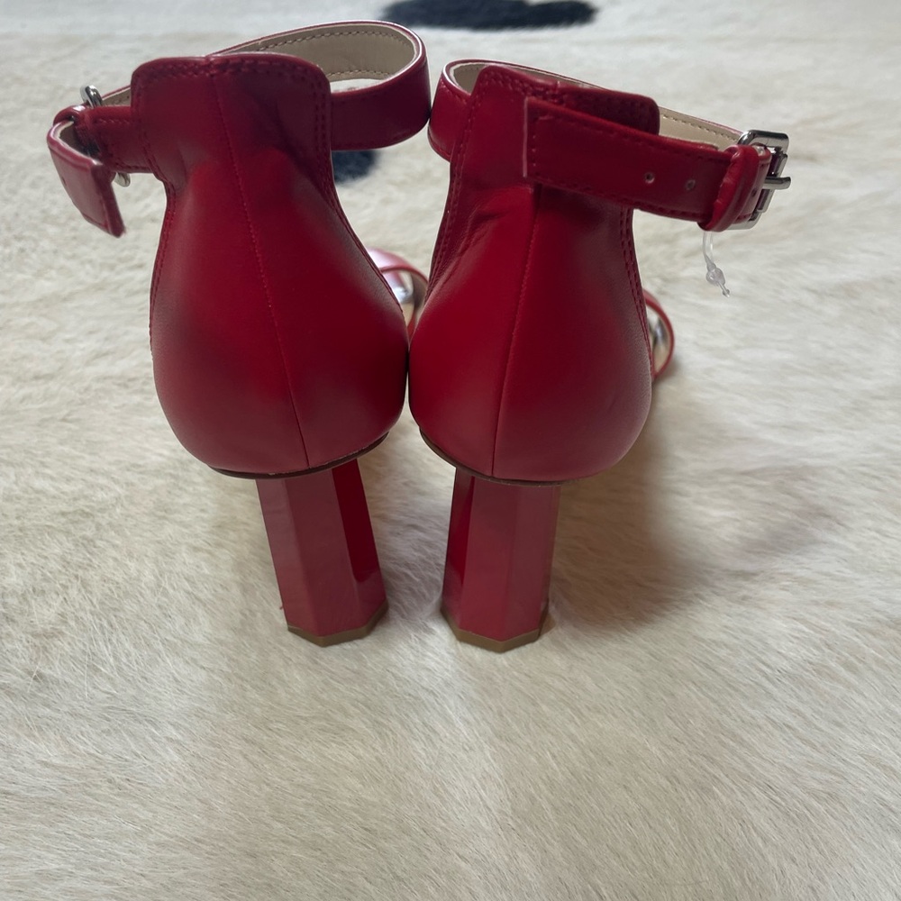 MARC FISHER Korita Square Toe Heeled Sandal In Crimson Red - Picture 8 of 11